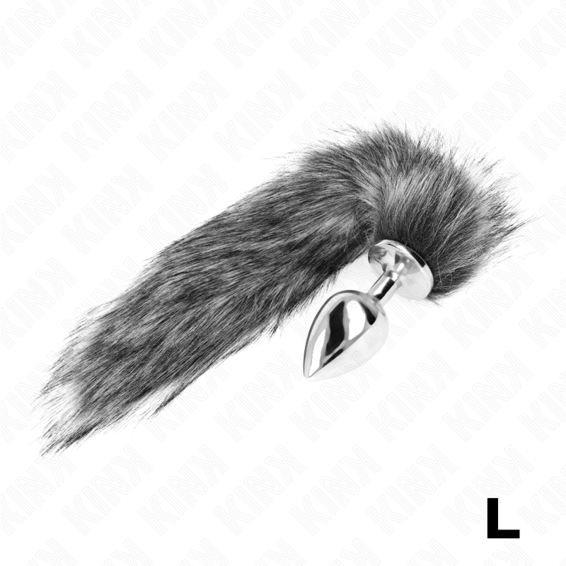 KINK - ANAL PLUG TAILLE L 10 X 4 CM AVEC QUEUE SYNTHÉTIQUE 40 CM GRAY