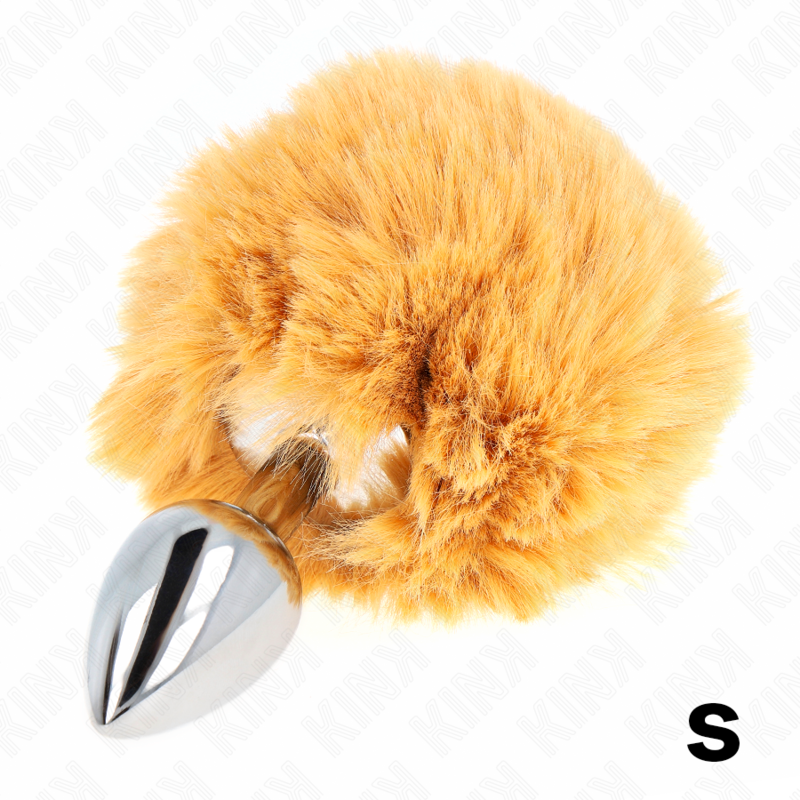 KINK - BOUCHON IN STAINLESS ACIER 7 x 3 CM AVEC QUEUE DE LAPIN EN FAUSSE FOURRURE BEIGE 8 CM