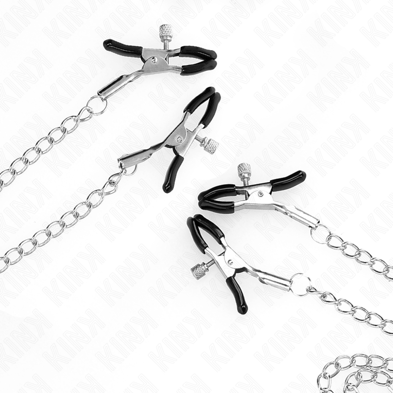 KINK - 4 PINZAS AJUSTABLES PARA COLCHÓN Y CLITOS PLATEADAS