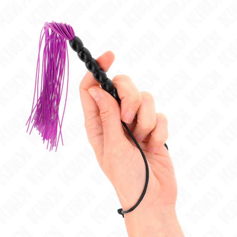 KINK - MINI FOUET IN SILICONE AVEC 6 BILLES VIOLES 26 CM