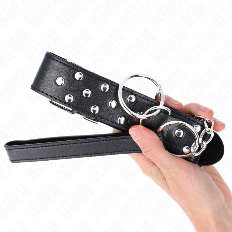 KINK - COLLAR DE ANILLA CON REMACHE Y CINTURÓN 65 CM NEGRO AJUSTABLE 36-50 CM X 3.8 CM