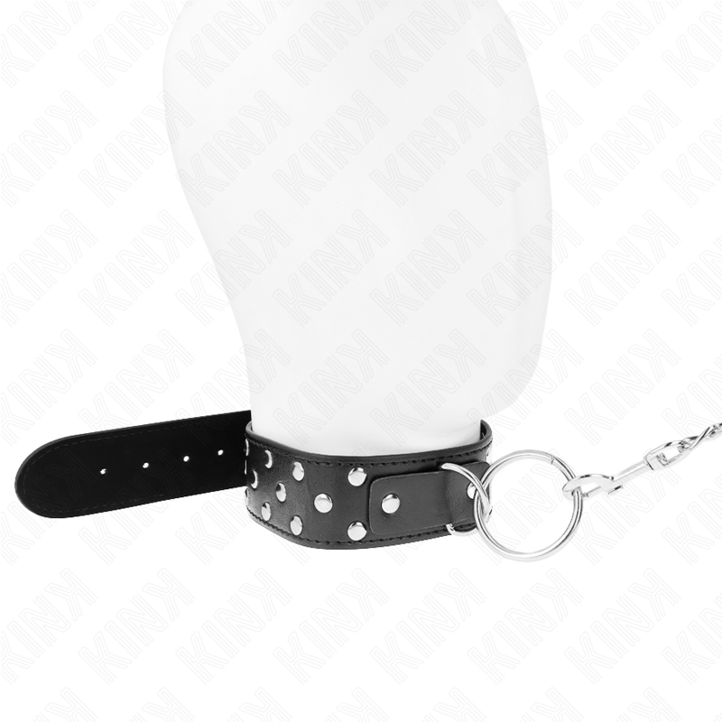 KINK - COLLAR DE ANILLA CON REMACHE Y CINTURÓN 65 CM NEGRO AJUSTABLE 36-50 CM X 3.8 CM