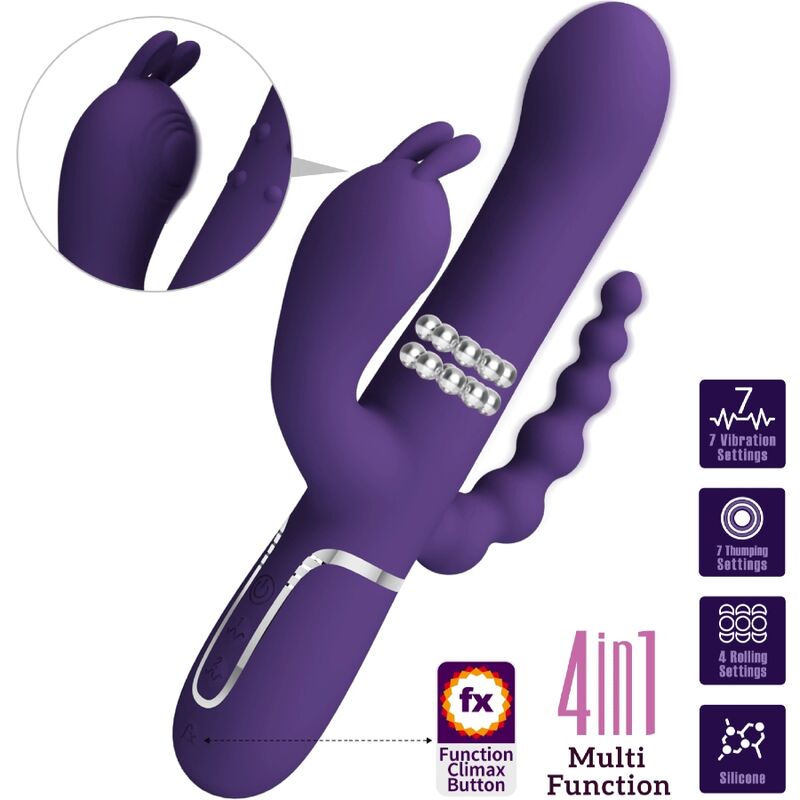 PRETTY LOVE - CAMMY TRIPLE 4-IN-1 MULTIFUNCTION VIBRATOR PURPLE