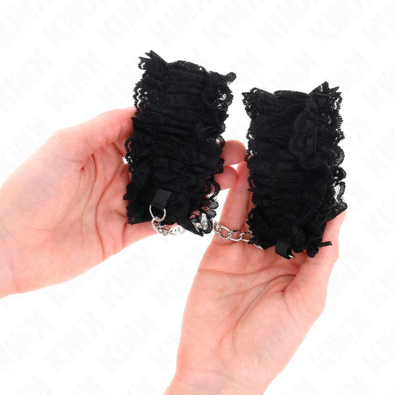 Kink – Attache Poignets Élastiques en Dentelle Noir
