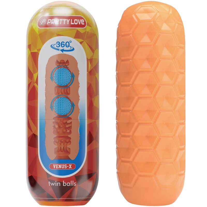 PRETTY LOVE - MASTURBADOR MASCULINO DE DOS BOLAS NARANJA