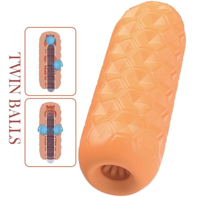 PRETTY LOVE - MASTURBADOR MASCULINO DE DOS BOLAS NARANJA