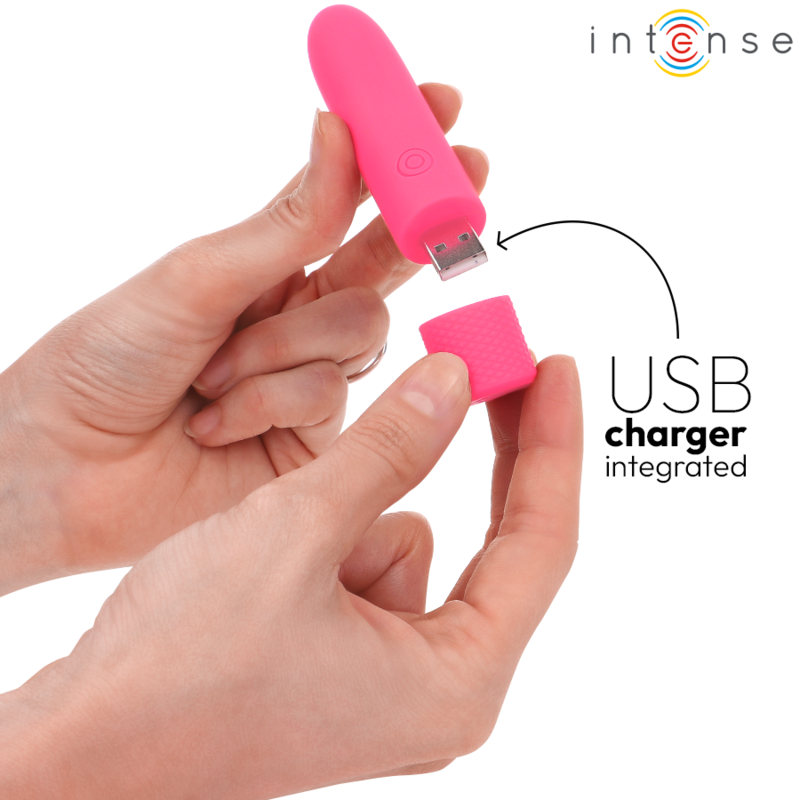 INTENSE - SYMONE BALA VIBRANTE RECARGABLE USB 8 VIBRACIONES ROSA 10 X 2,2 CM