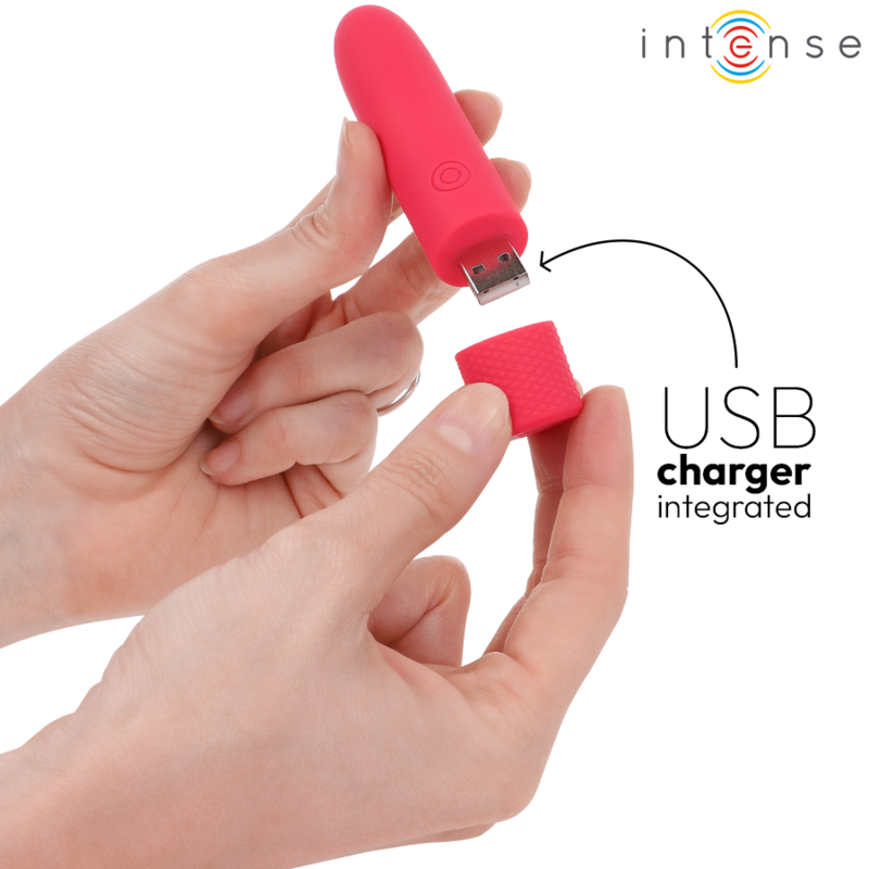 INTENSE - SYMONE BALA VIBRANTE RECARGABLE USB 8 VIBRACIONES ROJA 10 X 2.2 CM