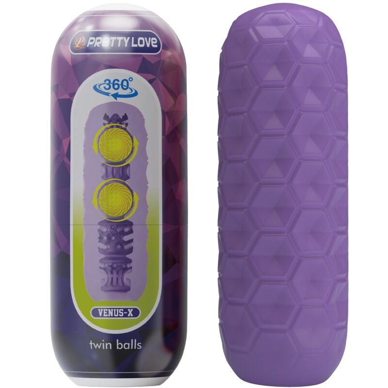 PRETTY LOVE - MASTURBADOR MASCULINO DE DOBLE BOLA PÚRPURA