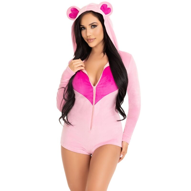 LEG AVENUE - BODY DE TERCIOPELO OSO DE PELUCHE ROSA S