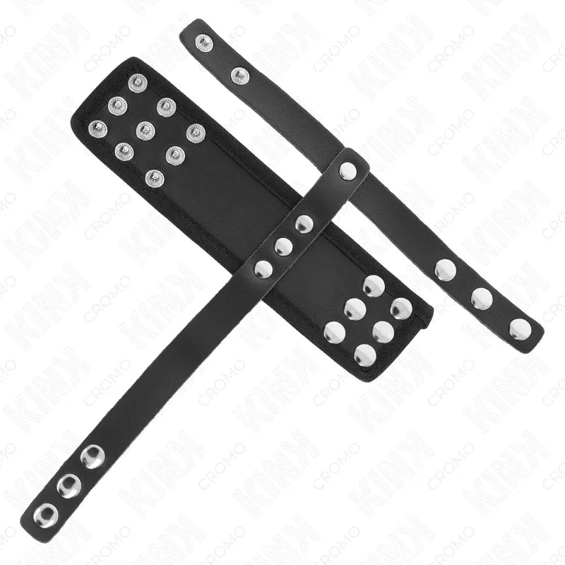Kink Anneau de Cage à Pénis en Cuir avec Sangle Réglable de Séparation des Balles Revêtueuse