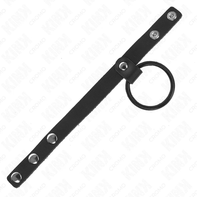 Kink Anneau Pénis en Silicone 3,8 cm et Séparateur de Balles en Cuir 22 X 1,5 cm