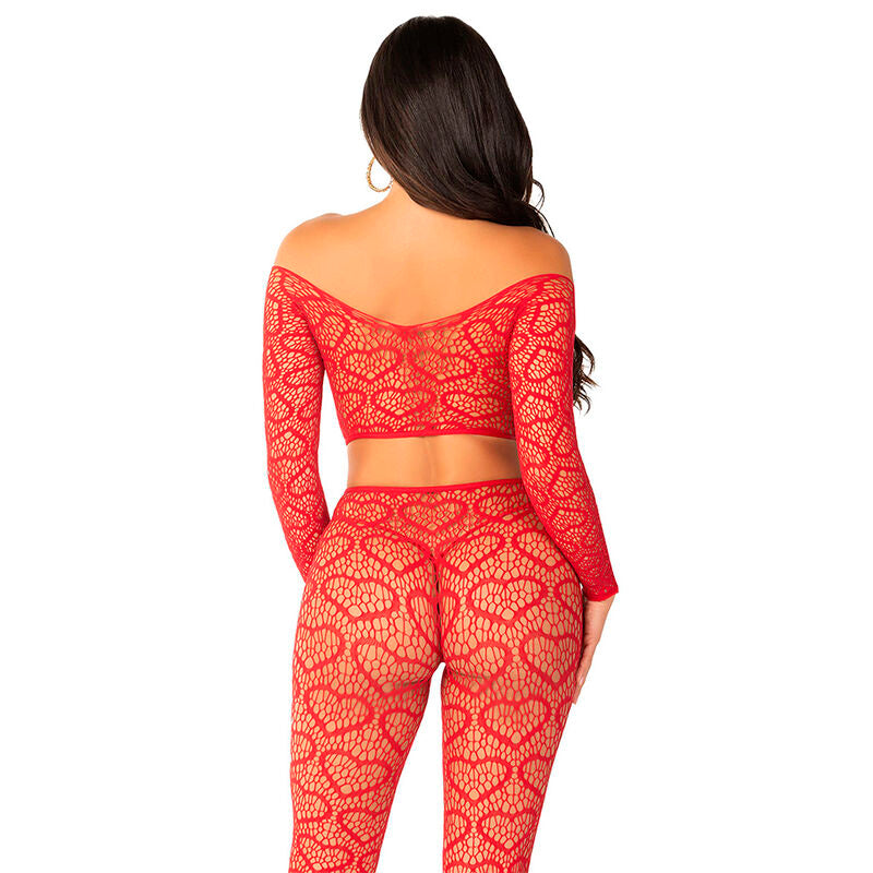 LEG AVENUE - TOP CORTO + BRAGUITA ROJA TALLA ÚNICA