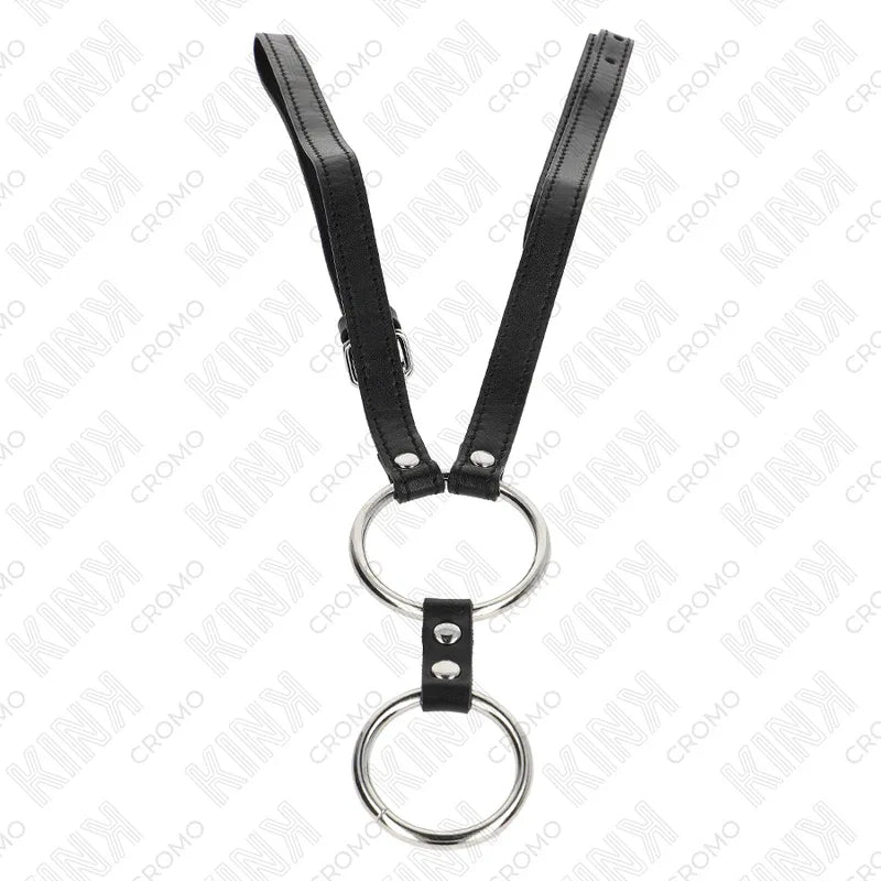 Kink Double Anneau Pénis en Métal 3,8 cm à 5 cm avec Ceinture en Cuir 112 cm