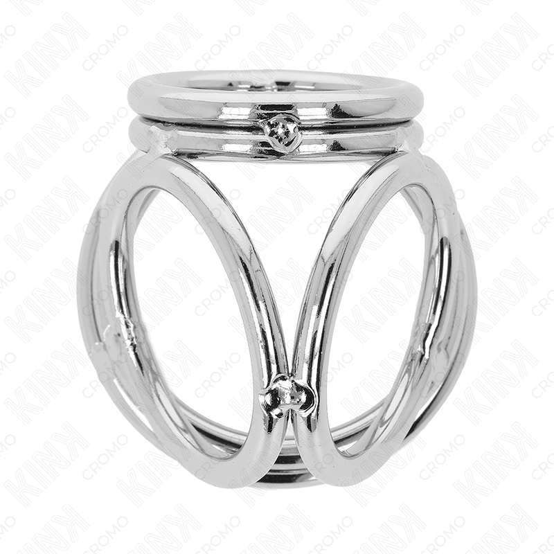 KINK - ANILLO PARA PENE DE METAL CROMADO TRIPLE DE 3,8 CM A 5 CM MODELO 1