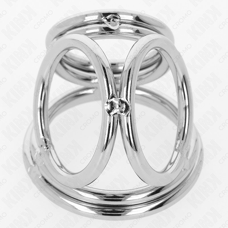 KINK - ANILLO PARA PENE DE METAL CROMADO TRIPLE DE 3,8 CM A 5 CM MODELO 1