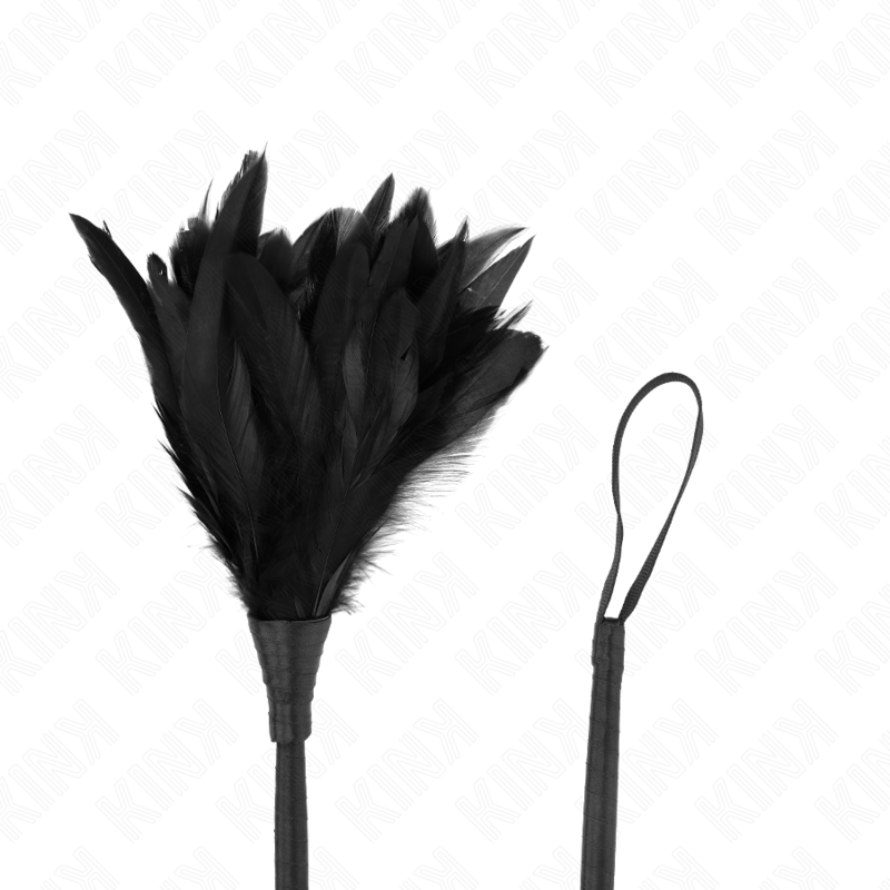 KINK - PLUMAS DE POLLO CON CUERNO NEGRO DE 36 CM