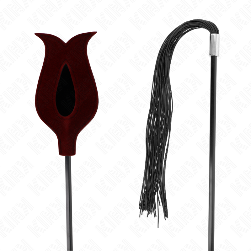 KINK - Fouet à pompon in silicone form rose 45 cm