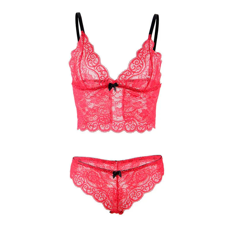 Subblime – 953898 Chemisier de Nuit en Soie et Dentelle + Culotte Rouge S / M
