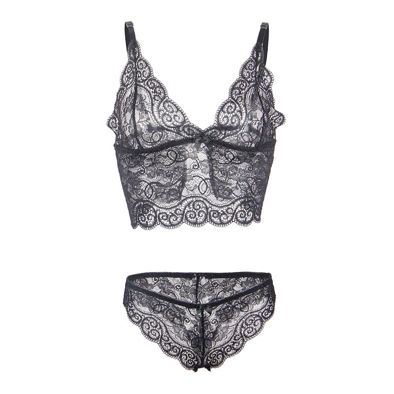 SUBBLIME - 953928 CAMISÓN DE SEDA Y ENCAJE + BRAGUITA NEGRA L/XL