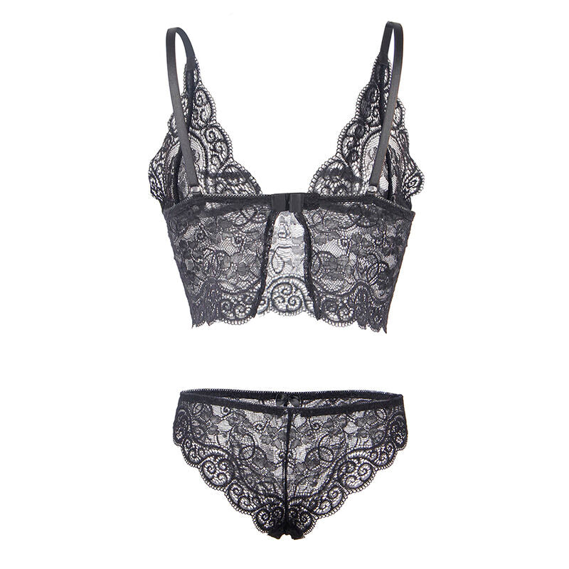 SUBBLIME - 953928 CAMISÓN DE SEDA Y ENCAJE + BRAGUITA NEGRA L/XL