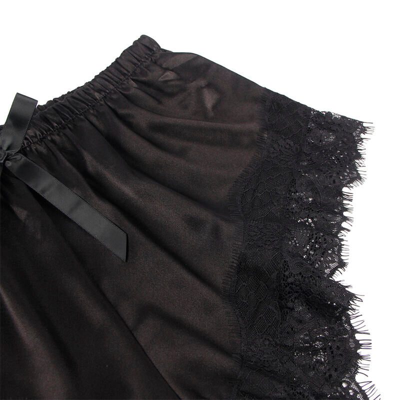 SUBBLIME - 953942 CAMISÓN CASUAL DE SEDA + PANTALÓN DE ENCAJE NEGRO L/XL