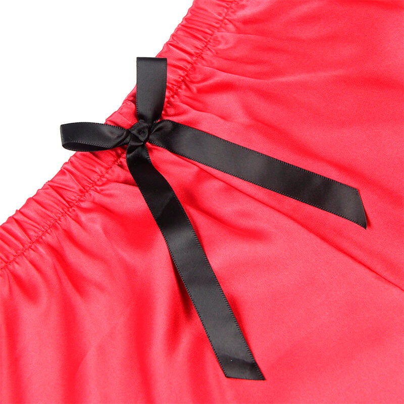 SUBBLIME - 953966 CAMISÓN CASUAL DE SEDA + PANTALÓN DE ENCAJE NEGRO/ROJO L/XL