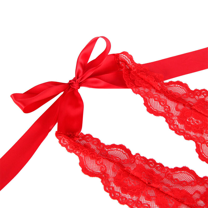 SUBBLIME - 953973 SEXY BODY WITH RUFFLES + CEINTURE ROUGE S/M