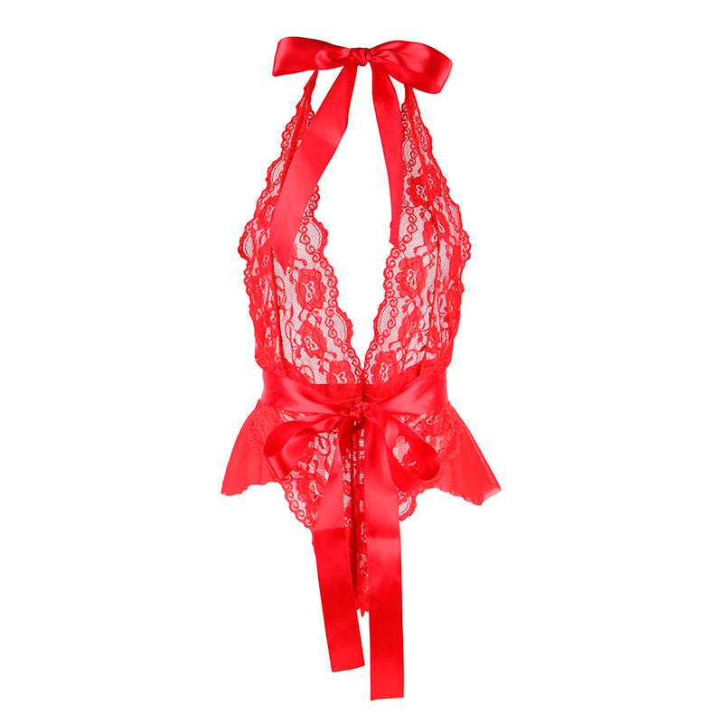 SUBBLIME - 953980 SEXY BODY WITH RUFFLES + CEINTURE ROUGE L/XL