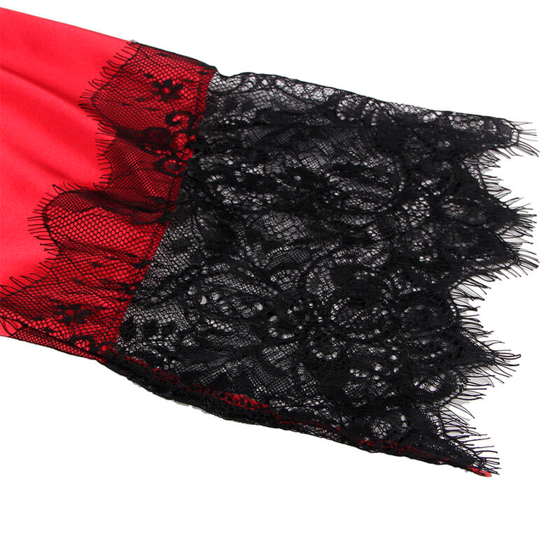 SUBBLIME - 954024 TRASERA DE ENCAJE TRANSPARENTE CAMUFLAJE + TANGA ROJO/NEGRO L/XL