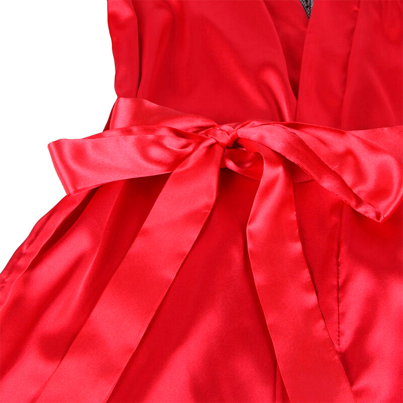 SUBBLIME - 954024 TRASERA DE ENCAJE TRANSPARENTE CAMUFLAJE + TANGA ROJO/NEGRO L/XL