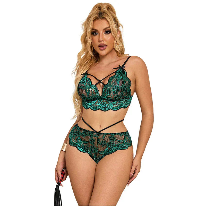 Subblime – 954086 Soutien Gorge + Culotte Dentelle Vert S / M