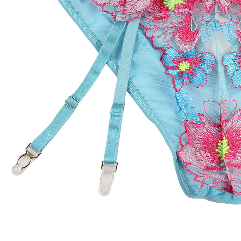 SUBBLIME - 954109 SUJETADOR + BRAGUITA CON LIGUERO ESTAMPADO FLORAL AZUL S/M