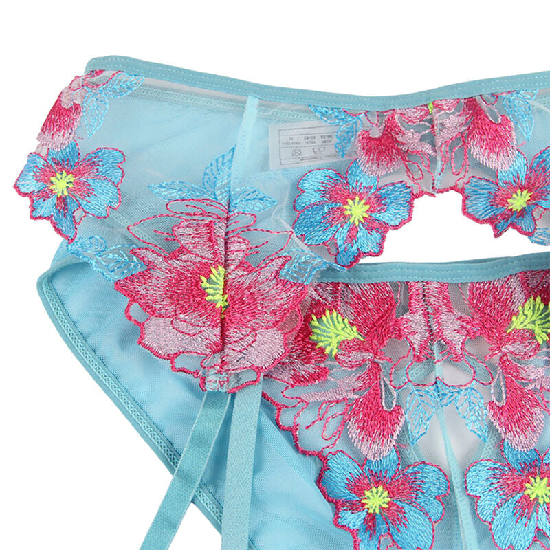 SUBBLIME - 954116 SUJETADOR + BRAGUITA CON LIGUERO ESTAMPADO FLORAL AZUL L/XL