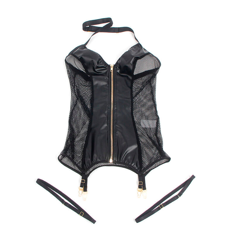 SUBBLIME - 954444 VESTIDO SEXY DE MALLA DE CUERO NEGRO S/M