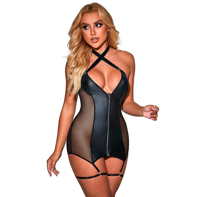 Subblime – 954451 Robe Sexy en Maille Cuir Noir l / XL