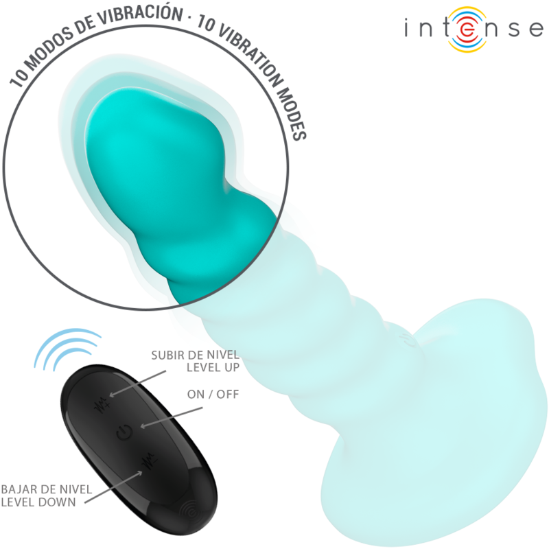 INTENSE - BUFFY VIBRATEUR TAILLE S DESIGN SPIRALE 10 VIBRATIONS TÉLÉLÉCOMMANDE BLEUE