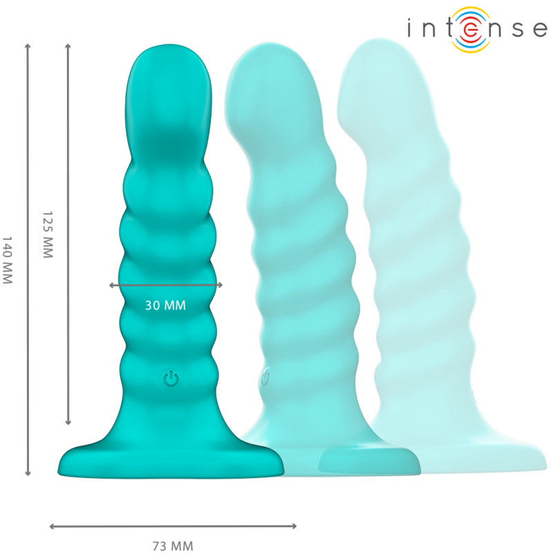 INTENSO - VIBRADOR BUFFY TAMAÑO DISEÑO ESPIRAL 10 VIBRACIONES CONTROL REMOTO AZUL