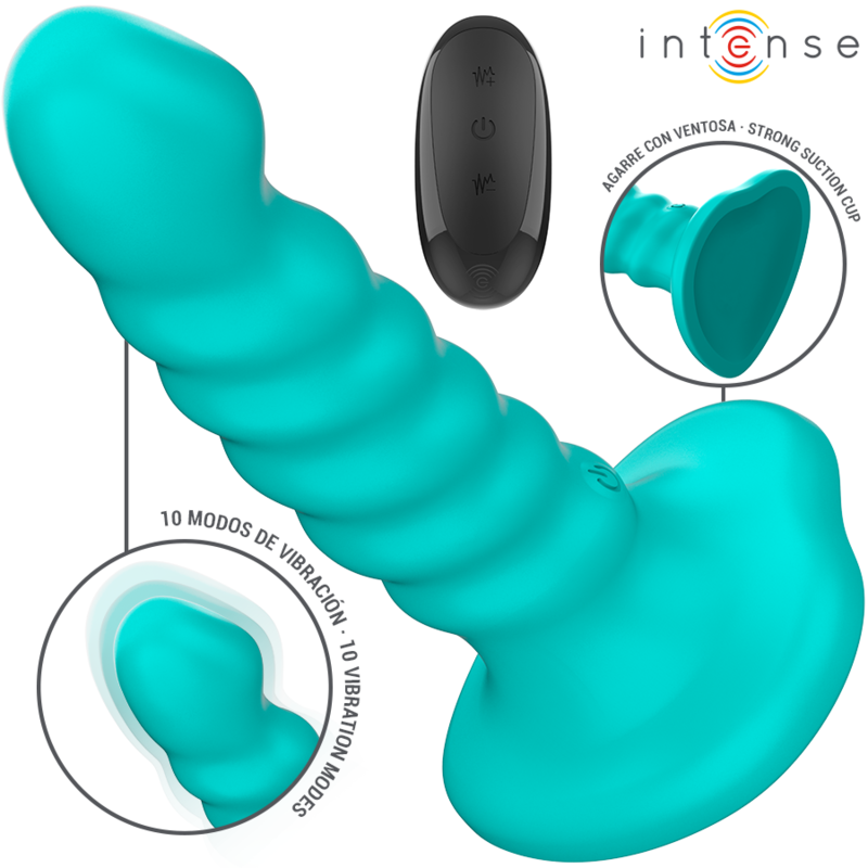 INTENSE - BUFFY VIBRATEUR TAILLE S DESIGN SPIRALE 10 VIBRATIONS TÉLÉLÉCOMMANDE BLEUE