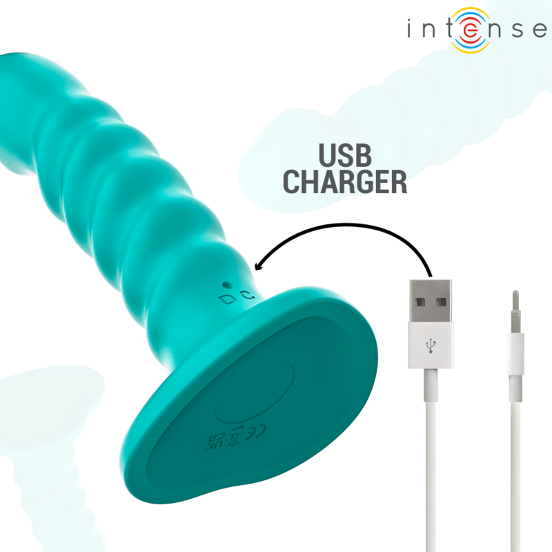 INTENSE - BUFFY VIBRATEUR TAILLE S DESIGN SPIRALE 10 VIBRATIONS TÉLÉLÉCOMMANDE BLEUE