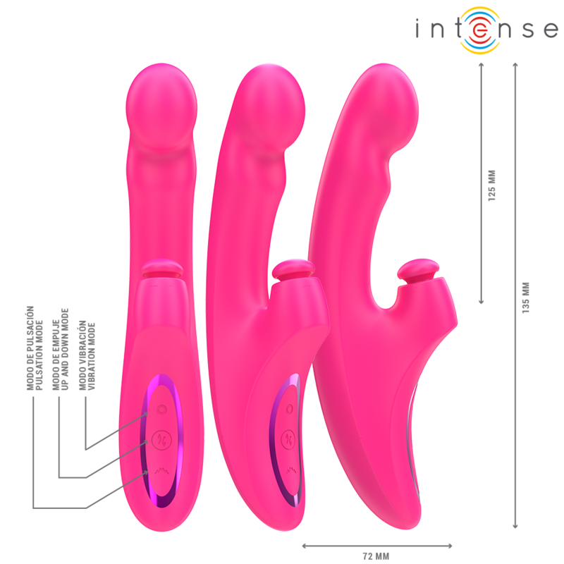 INTENSE - EMI VIBRATEUR 13.5 CM MULTIFONCTION 3 IN 1 10 VIBRATIONS ROSE