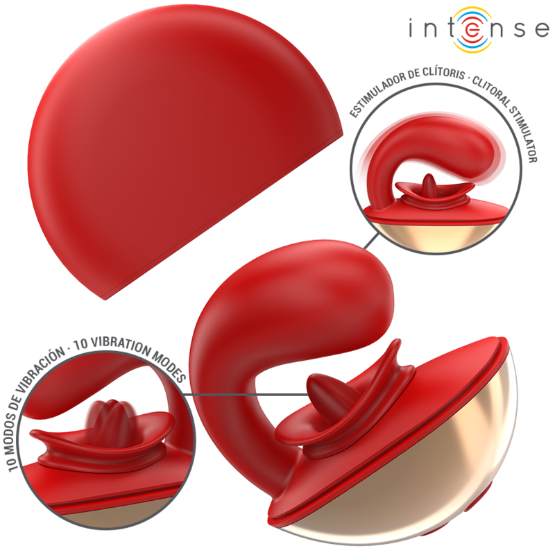 INTENSE - MARIAH U-SHAPED VIBRATOR & STIMULATOR 10 VIBRATIONS RED