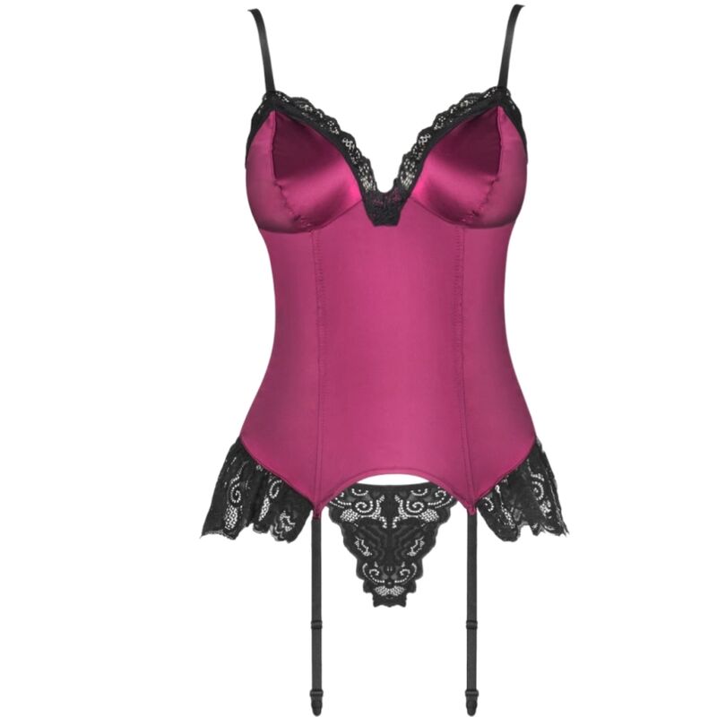 MODA LIVCO CORSETTI - AGRAFENA CF 90436 CORSÉ + TANGA BURDEOS S/M