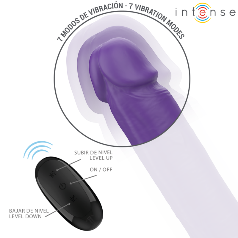 INTENSE - GUNTER DILDO DOUBLE VIBRATEUR 40 CM VIOLET TÉLÉLÉCOMMANDE