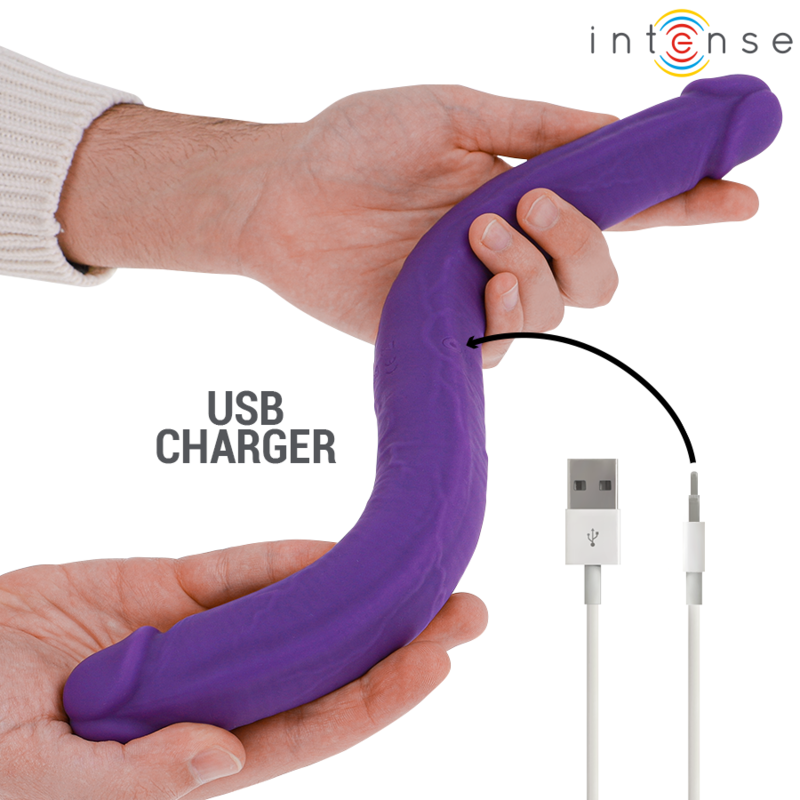 INTENSE - GUNTER DILDO DOUBLE VIBRATEUR 40 CM VIOLET TÉLÉLÉCOMMANDE