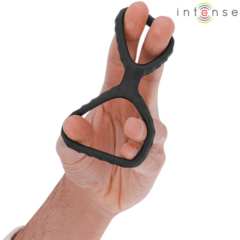 INTENSE - DEWEY DOUBLE BLACK SILICONE COCK RING MODEL 2