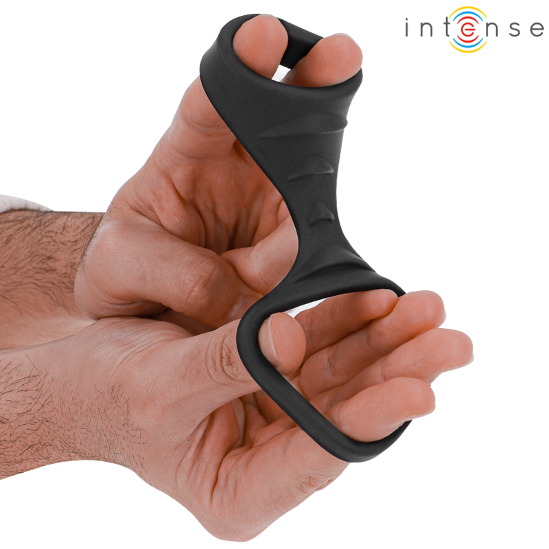 INTENSE - THEO DOUBLE BLACK SILICONE PENIS RING MODEL 3