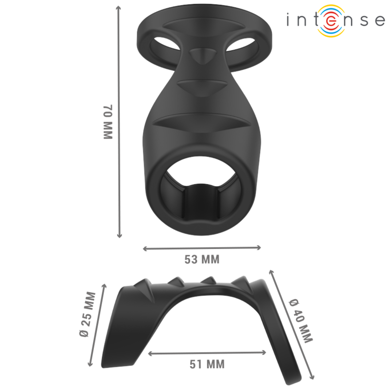 INTENSE - THEO DOUBLE BLACK SILICONE PENIS RING MODEL 3