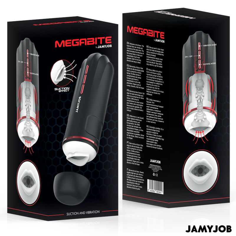 JAMYJOB - MASTURBATEUR BOUCHE AUTOMATIQUE MEGABITE 5 MODES D'ASPIRATION AND VIBRATION
