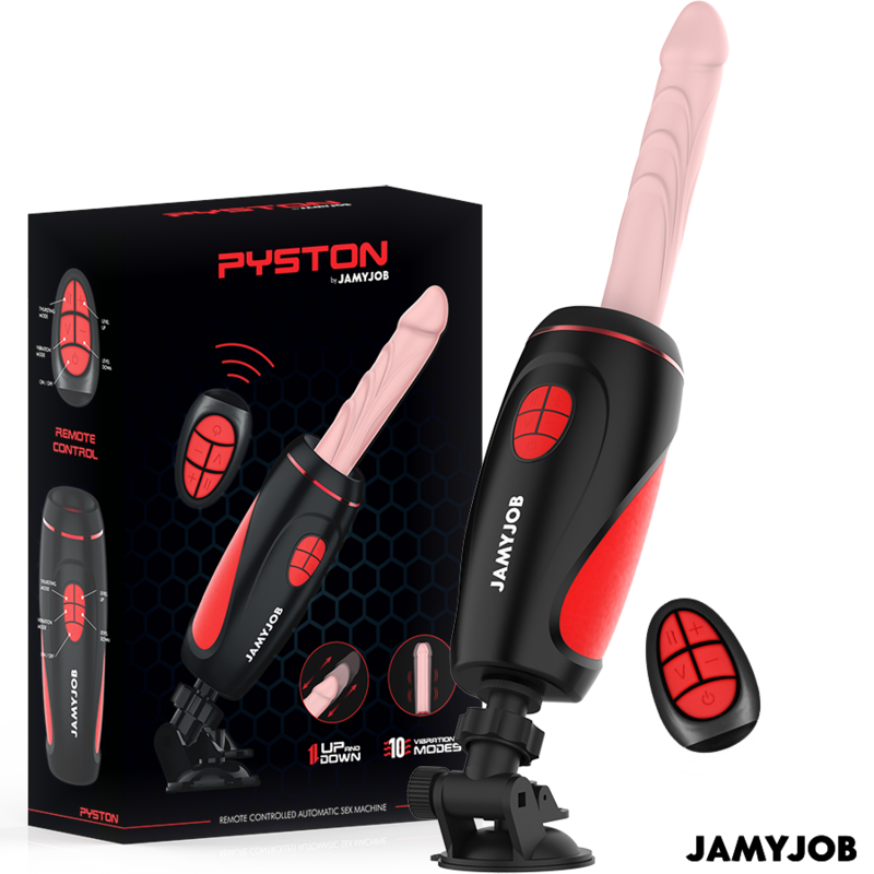 JAMYJOB - MASTURBADOR AUTOMÁTICO PYSTON BASE CON DILDO DE CONTROL REMOTO